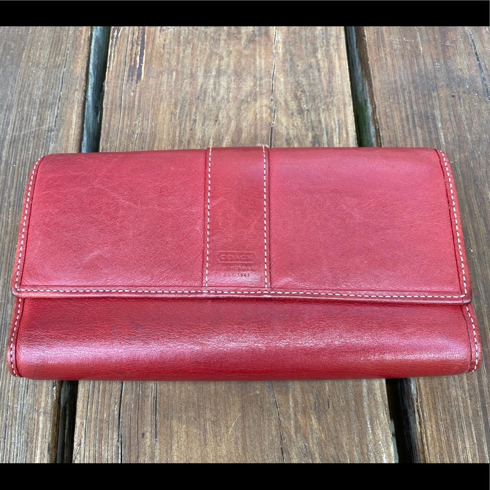 Vintage Red Coach Long Wallet